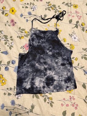 American Eagle Black and Gray Tie-Dye Halter